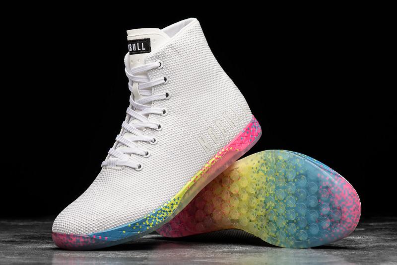 White Nobull High-Top Neon Glitch Men's Trainers | CA I1498L